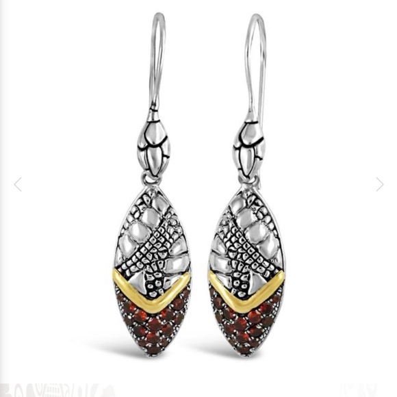 Devata sterling/18kt red crystal drop earrings - Picture 2 of 6